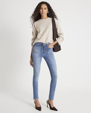 River Island Skinny Jeans High Rise Zip Front Cotton - Blue