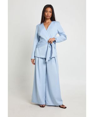 Boohoo Palazzo Tailored Trousers - Blue