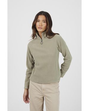 Brave Soul Pale Quarter Zip Polar Fleece Sweatshirt - Natural