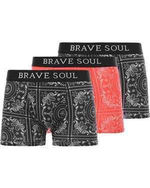 Brave Soul Paisley Print 3 Pack Boxers - Red