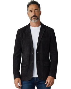 Infinity Leather Italian Suede Blazer Jacket - Black