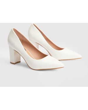 Wallis Elaina Faux Leather Block Heel Court Shoes - White
