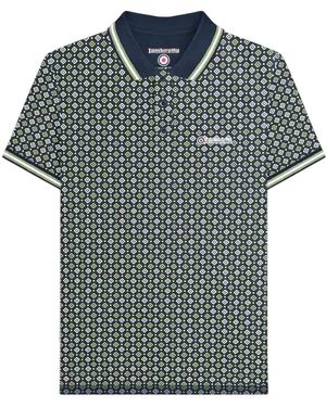 Lambretta Geometric Big & Tall Polo Shirt /Basil) Cotton - Blue