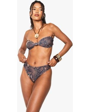 Boohoo Swimwear Essentials Snake Print High Waist Brief - Orange