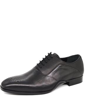 HX London Hillingdon Leather Lace Up Brogue Oxford Shoes - Black