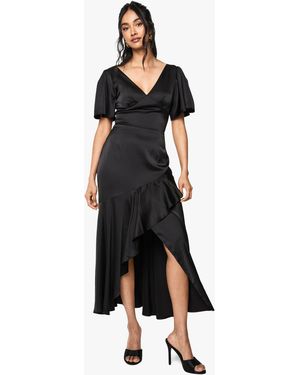 Boohoo Satin Angel Sleeve Midaxi Dress - Black