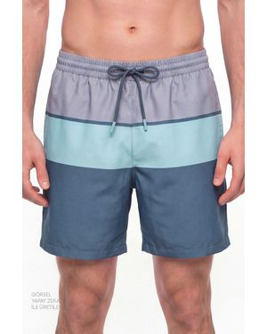 Penti Mindful Colour Block Striped Swim Shorts - Blue
