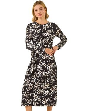 D.u.s.k Printed Stretch Midi Dress - Black