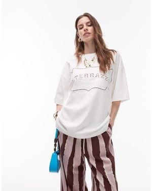 TOPSHOP La Terezza Cutwork Oversized Tee - White