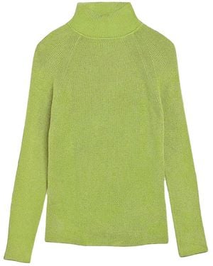 Secret Label Ribbed Turtle Neck Fine Knit Jumper - Green