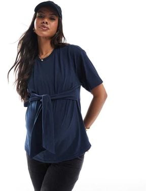 Mama.licious Maternity Tie Front T-Shirt - Blue