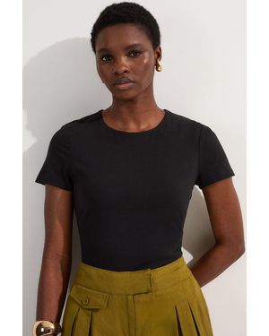 Karen Millen Stretch Cotton T-Shirt - Black