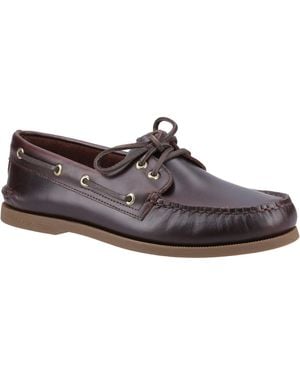 Sperry Top-Sider Authentic 2 Eye Leather Amaretto Boat Shoes - Grey