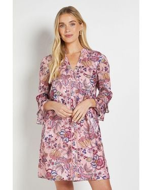 Wallis Petite Paisley Burn Out Ruffle Shift Dress - Red
