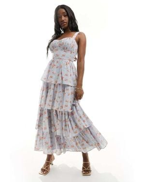Abercrombie & Fitch Tiered Maxi Dress With Lace Up Back - White