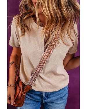 Everyday the Label Henley Top Relaxed Fit Short Sleeves - Brown