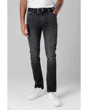 Firetrap Slim Fit Jeans With Branded Cotton Belt And Contrast Stitching - Blue