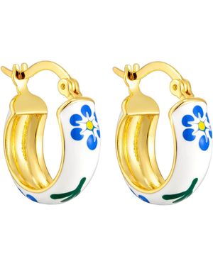 SEOL + GOLD 18Ct Plate Flower Enamel Tiny Hoops - Metallic