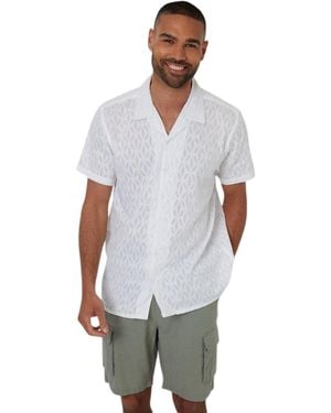 Threadbare Geometric Pattern Short-Sleeved Shirt - Grey