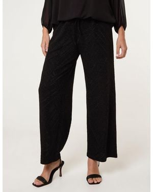 Blue Vanilla Draw Cord Lurex Trousers - Black