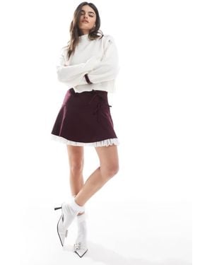 Miss Selfridge Flippy Mini Skirt With Bows - Red