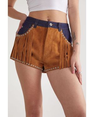 Nasty Gal Denim Suede Mix Short - Multicolour