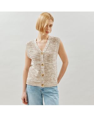 Albaray Relaxed Knitted Tweed Waistcoat - Natural