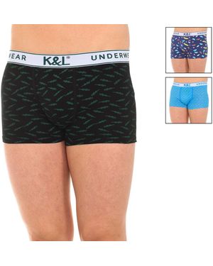 Kisses&Love Pack-3 Printed Breathable Fabric Boxers Kl3006 - Black