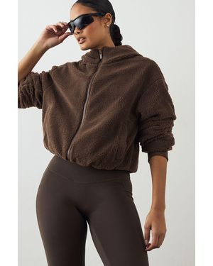 DSGN Studio Borg Zip Through Jacket - Brown