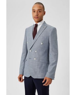 Shelby and Sons Casper Slim Fit Double Breasted Blazer - Grey