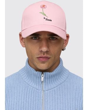 BoohooMAN Rose Embroidered Country Manor Cap - Pink