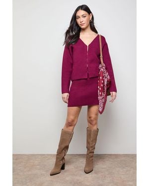 Oasis Knitted Mini Skirt - Red