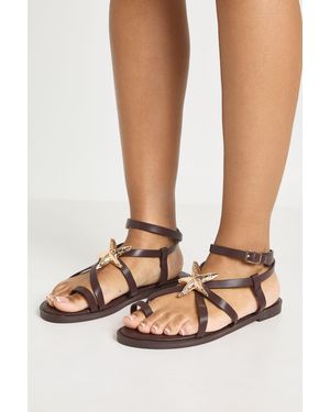 Boohoo Starfish Trim Toe Post Sandals - Pink