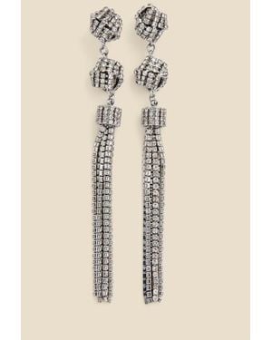Sosandar Triple Knot Detail Drop Earrings - Natural
