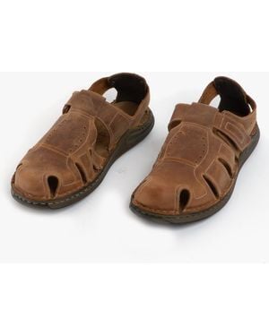 Josef Seibel Maverick 01 Leather Sandals Chestnut - Brown