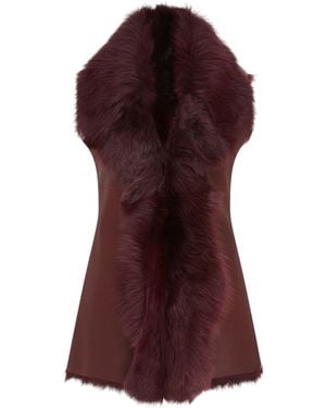 Infinity Leather Toscana Shearling Nappa Sheepskin Gilet - Red