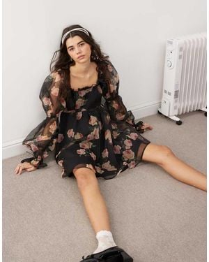 Miss Selfridge Bow Detail Mini Dress - Brown