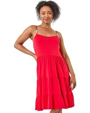 Roman Petite Beaded Strappy Tiered Dress