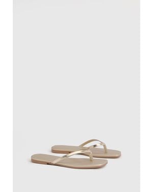 Boohoo Square Toe Flip Flops - Metallic