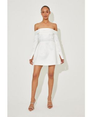 Odd Muse Satin Bardot Dress - White