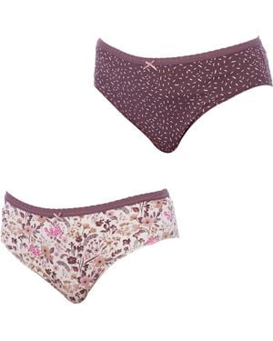 Janira Pack Of 2 Brislip Cotton Knickers 1031033 - Purple