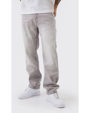 BoohooMAN Straight Rigid Tinted Washed Denim Jeans - Grey
