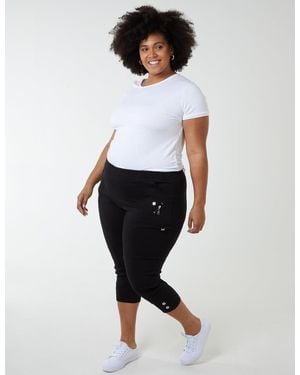 Blue Vanilla Curve Elasticated Waist Zip Detail Crop Trousers - White