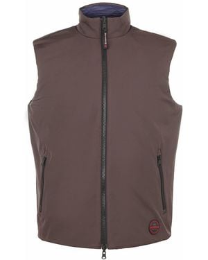 Museum Plaid Patterned Full Zipper Zipped Pocket Waist Coat - Brown