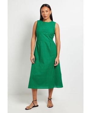 PRINCIPLES Panelled Broderie Fit And Flare Dress - Green