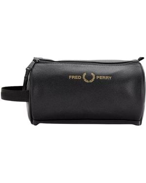 Fred Perry Scoth Grain Textured Pu Washbag Bag Leather - Black