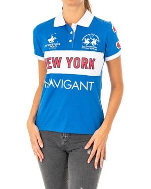 La Martina Short-Sleeved Polo Shirt With Lapel Collar 2Wpg84 - Blue