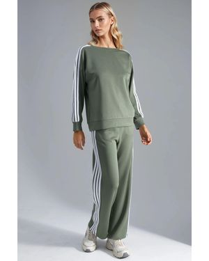 Hiccup Striped Crew Neck Sweatshirt & Straight Leg Trousers Coord - Grey