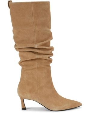 KG by Kurt Geiger Suede Stark Rouche Boots - Brown