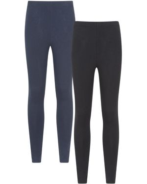 Mountain Warehouse Ladies Cotton Blend Midweight Leggings (Pack Of 2) - Blue